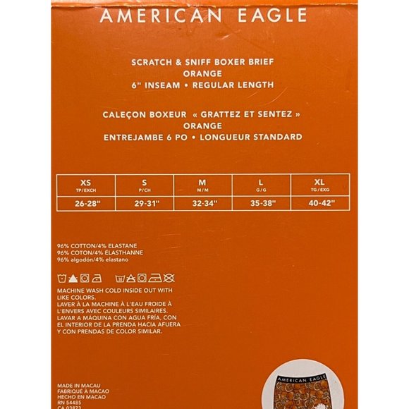 NWT AMERICAN EAGLE Scratch & Sniff Boxer Brief 6" Inseam Sz XL Orange - Picture 4 of 4